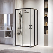 RGW Passage Душевой уголок 100х100х195h см, Easy Clean, стекло прозрачное 6 мм, цвет: черный матовый 03083900-14