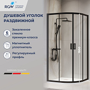 RGW Passage Душевой уголок 80х80х195h см, Easy Clean, стекло прозрачное 6 мм, цвет: черный матовый 03085288-14