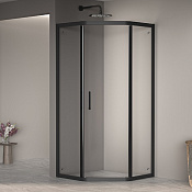 RGW Passage Душевой уголок 100х100х195h см, Easy Clean, стекло прозрачное 6 мм, цвет: черный матовый 38088600-14