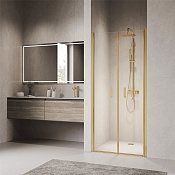 RGW Душевая дверь в нишу, Easy Clean, 90х195h см, стекло прозрачное 6 мм, цвет: золото брашир 060810409-16