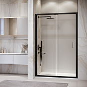 RGW Passage Душевая дверь в нишу Easy Clean, 120х190h см, стекло прозрачное 5 мм, цвет: черный мат. 06082112-14