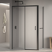 RGW Passage Душевой уголок 120х100х195h см, Easy Clean, стекло прозрачное 6 мм, цвет: черный матовый 3508177120-14