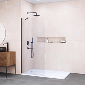 RGW Душевое ограждение walk-in, Easy Clean, 100х195h см, стекло прозрачное 8 мм, цвет: черный мат. 351011010-14