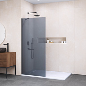 RGW Душевое ограждение walk-in, Easy Clean 100х195h см, стекло тонированное 8 мм, цвет: черный мат. 351011010-34