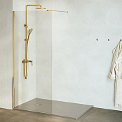 RGW Душевое ограждение walk-in, Easy Clean, 100х195h см, стекло прозрачное 8 мм, цвет: золото браш. 351001010-16