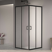 RGW Passage Душевой уголок 100х100х195h см, Easy Clean, стекло матовое 6 мм, цвет: черный матовый 350803000-24