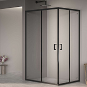 RGW Passage Душевой уголок 80х100х195h см, Easy Clean, стекло прозрачное 6 мм, цвет: черный матовый 3508104080-14