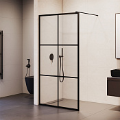 RGW Душевое ограждение walk-in, Easy Clean, 100х200h см, стекло прозрачное 8 мм, цвет: черный мат. 32101110-84