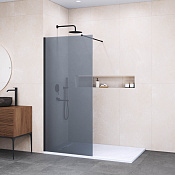 RGW Душевое ограждение walk-in, Easy Clean 100х195h см, стекло тонированное 6 мм, цвет: черный мат. 35100210-34