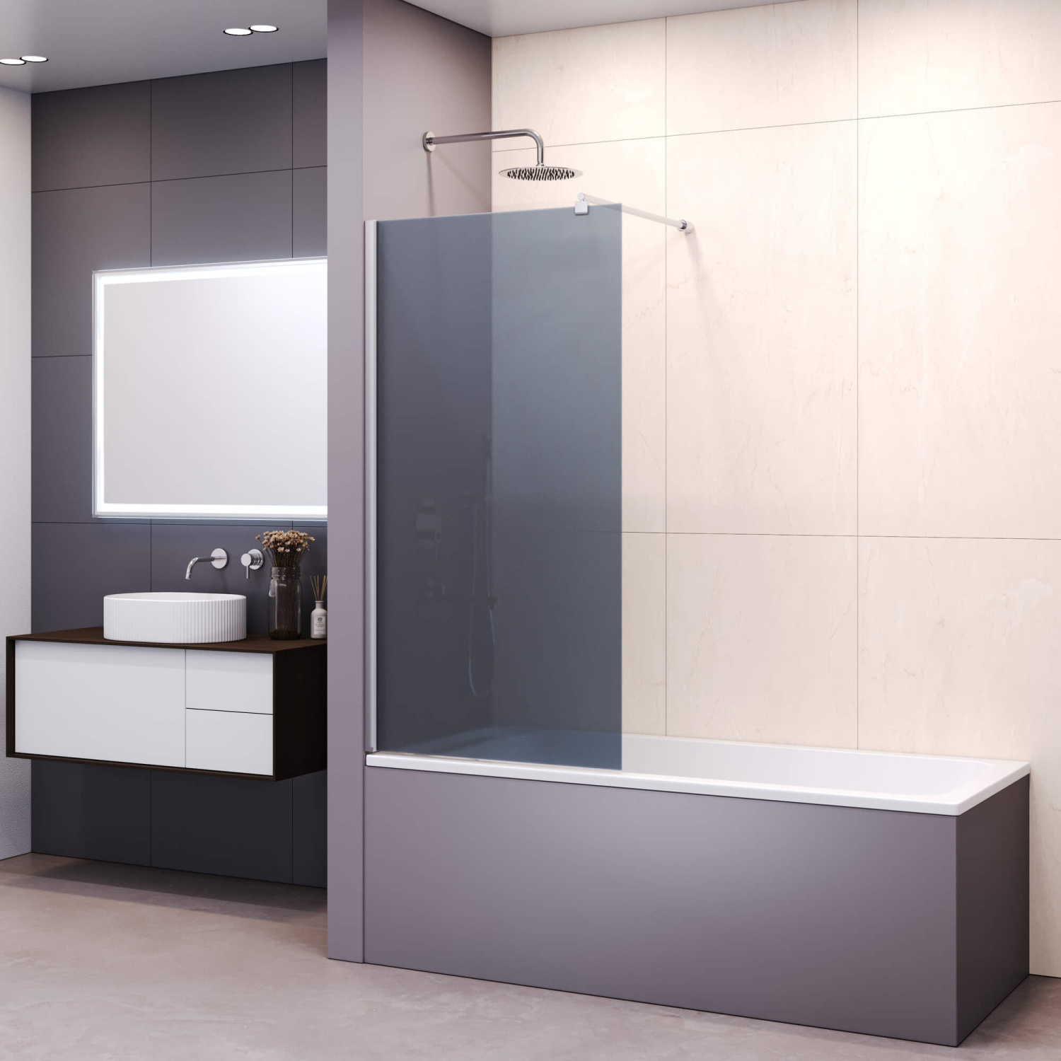 RGW Screens Шторка на ванну, Easy Clean 80х150h см, стекло тонированное 8 мм, цвет: хром глянцевый 351105108-31