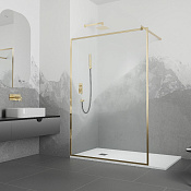 RGW Душевое ограждение walk-in, Easy Clean, 90х200h см, стекло прозрачное 8 мм, цвет: золото брашир. 32101290-16