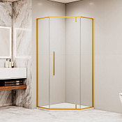 RGW Stilvoll Душевой уголок 100х100х195h см, Easy Clean, стекло прозрачное 6 мм, цвет: золото брашир 32328100-16