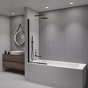 RGW Screens Шторка на ванну, Easy Clean, 70х150h см, стекло прозрачное 6 мм, цвет: черный матовый 411110907-14