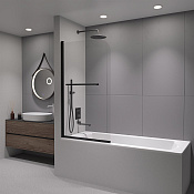 RGW Screens Шторка на ванну, Easy Clean, 80х140h см, стекло прозрачное 6 мм, цвет: черный матовый 411111408-14