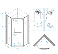 RGW Passage Душевой уголок 80х80х195h см, Easy Clean, стекло прозрачное 6 мм, цвет: черный матовый 35088188-14