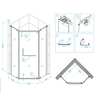 RGW Passage Душевой уголок 90х90х195h см, Easy Clean, стекло прозрачное 6 мм, цвет: черный матовый 35088199-14