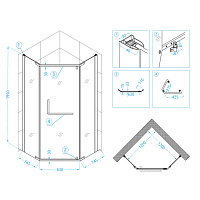 RGW Passage Душевой уголок 120х120х195h см, Easy Clean, стекло прозрачное 6 мм, цвет: черный матовый 35088122-14