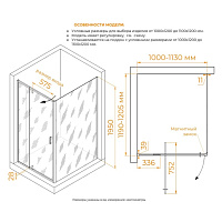 RGW Passage Душевой уголок 80х100х195h см, Easy Clean, стекло прозрачное 6 мм, цвет: хром глянцевый 35089180-11