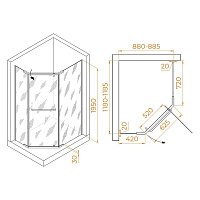 RGW Passage Душевой уголок 90х120х195h см, Easy Clean, стекло прозрачное 6 мм, цвет: хром глянцевый 35089192-11