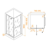 RGW Passage Душевой уголок 80х80х185h см, Easy Clean, стекло прозрачное 6 мм, цвет: хром глянцевый 410832188-011