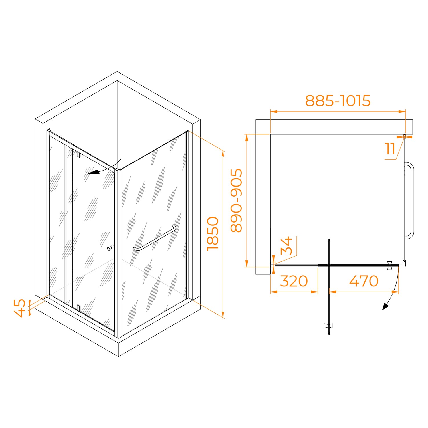 RGW Passage Душевой уголок 90х90х185h см, Easy Clean, стекло прозрачное 6 мм, цвет: хром глянцевый 410832199-011