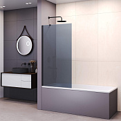 RGW Screens Шторка на ванну, Easy Clean 60х150h см, стекло тонированное 8 мм, цвет: черный матовый 351115106-34