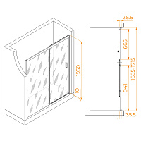 RGW Passage Душевая дверь в нишу, Easy Clean, 170х195h см, стекло прозрачное 6 мм, цвет: хром глянец 350801717-11