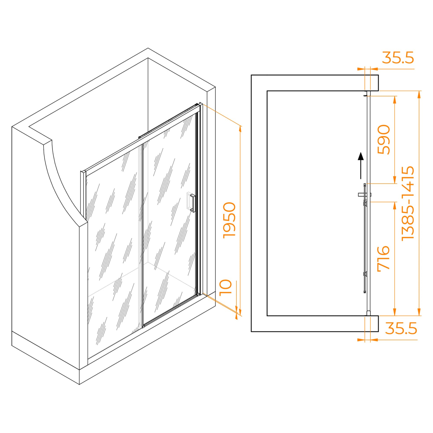 RGW Passage Душевая дверь в нишу, Easy Clean 140х195h см, стекло матовое 6 мм, цвет: хром глянцевый 350801714-21