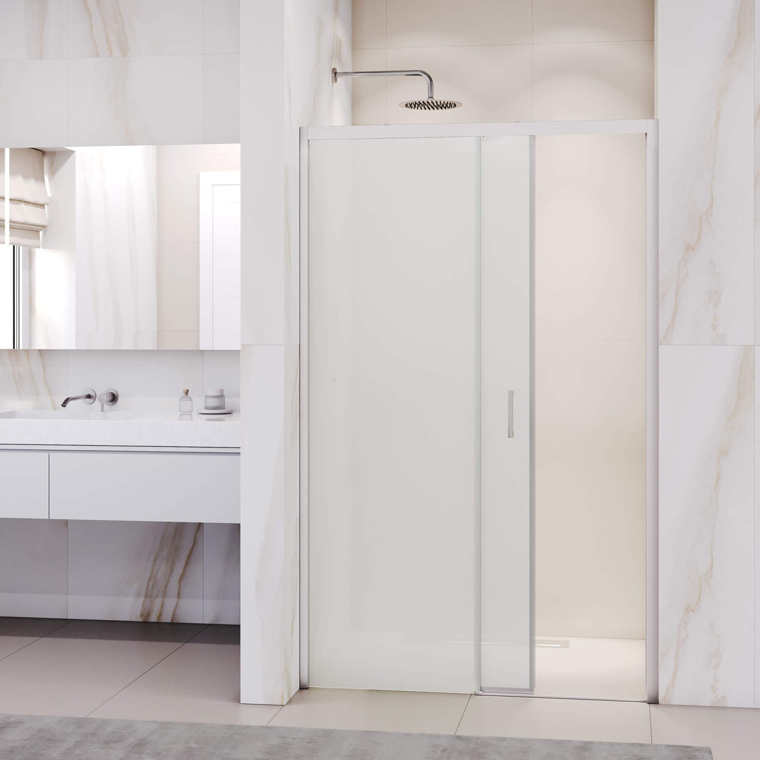 RGW Passage Душевая дверь в нишу, Easy Clean 160х195h см, стекло матовое 6 мм, цвет: хром глянцевый 350801716-21