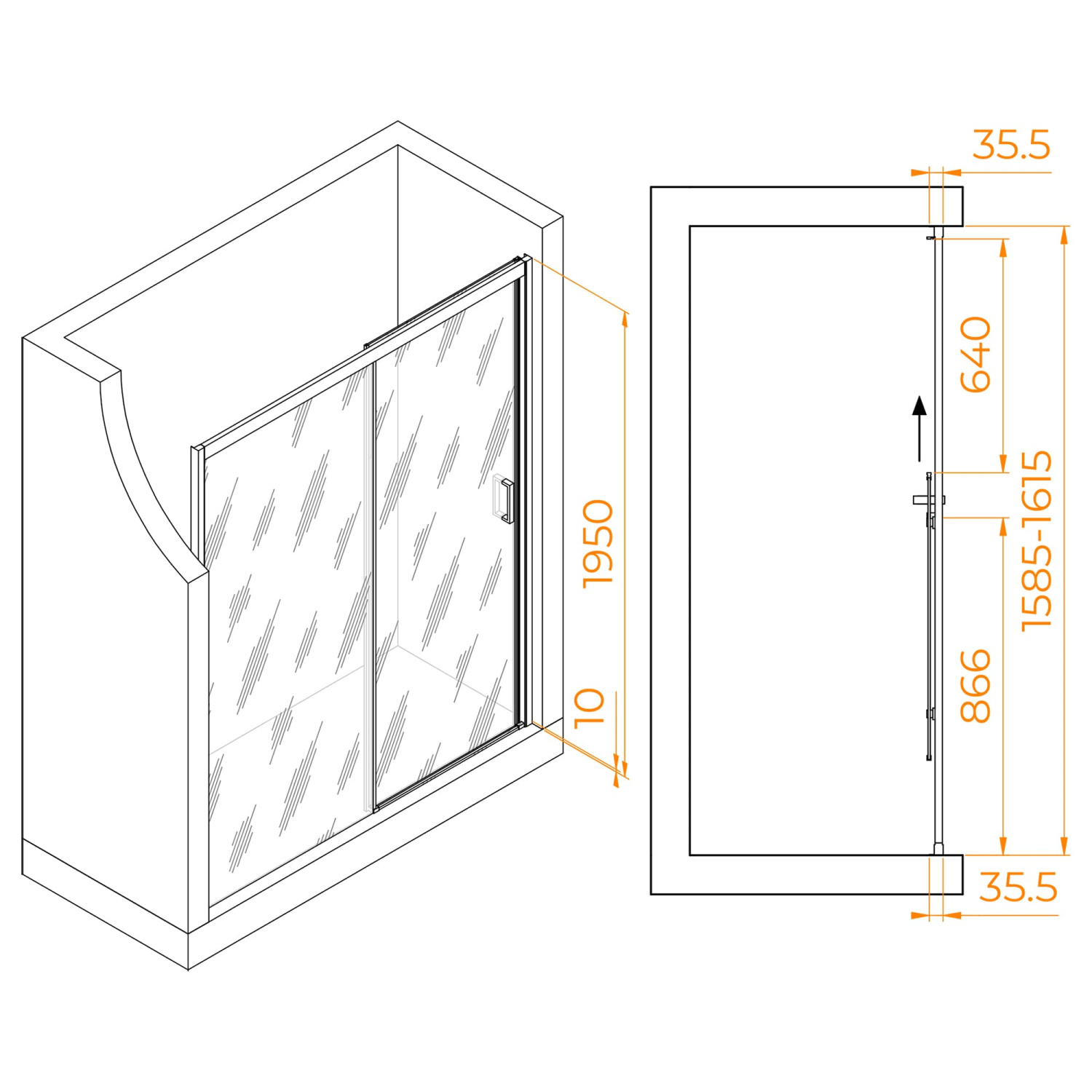 RGW Passage Душевая дверь в нишу, Easy Clean 160х195h см, стекло матовое 6 мм, цвет: хром глянцевый 350801716-21