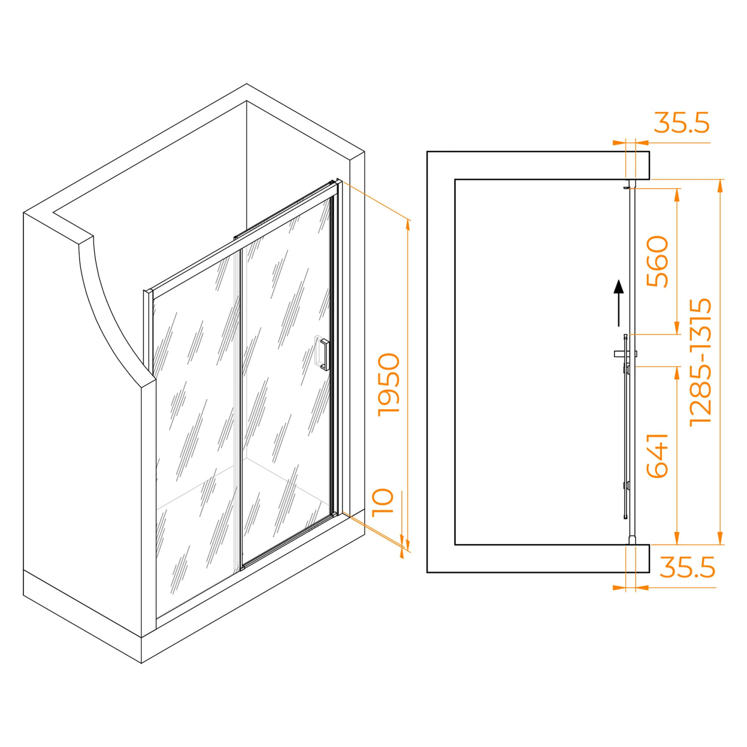 RGW Passage Душевая дверь в нишу, Easy Clean, 130х195h см, стекло прозрачное 6 мм, цвет: черный мат. 350801713-14