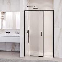 RGW Passage Душевая дверь в нишу, Easy Clean, 130х195h см, стекло прозрачное 6 мм, цвет: черный мат. 350801713-14