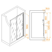 RGW Passage Душевая дверь в нишу, Easy Clean, 130х195h см, стекло прозрачное 6 мм, цвет: черный мат. 350801713-14
