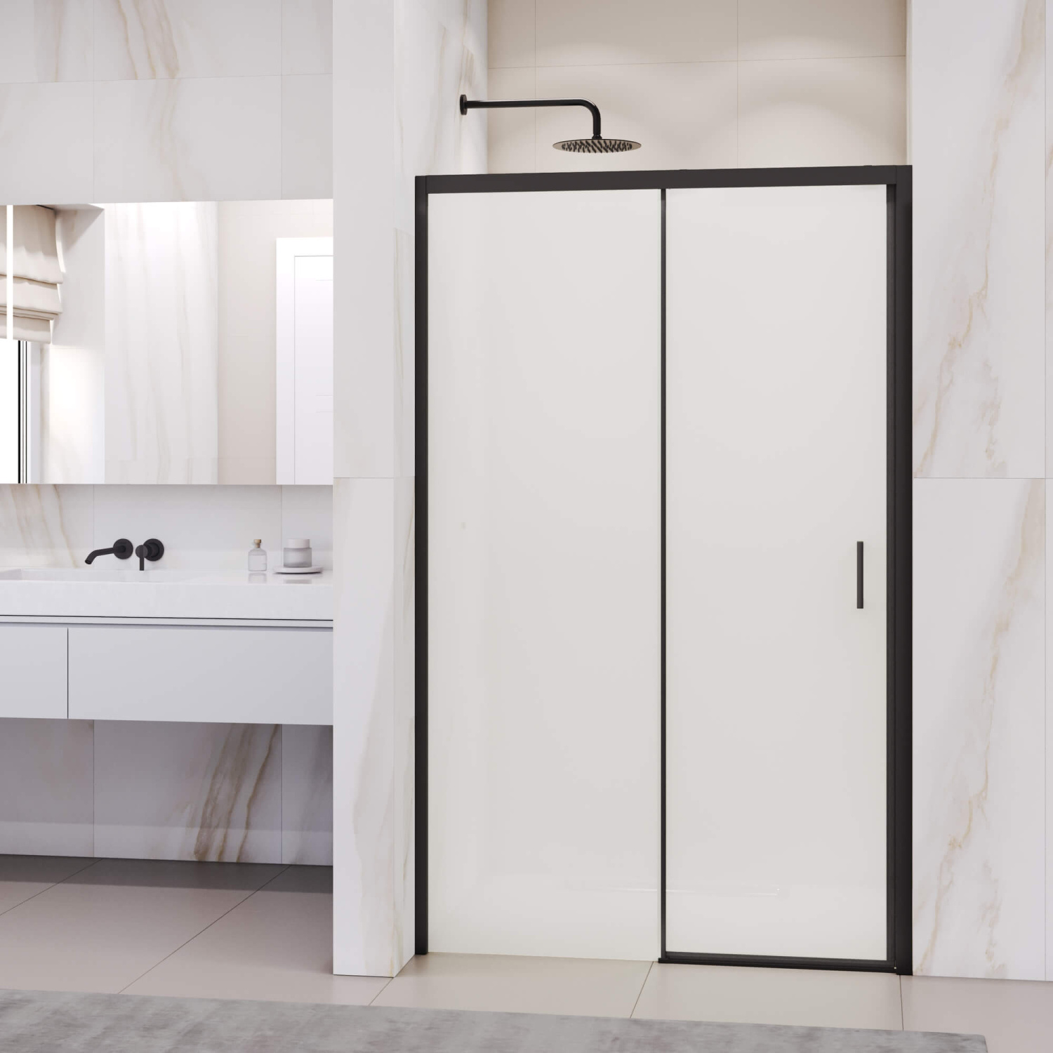 RGW Passage Душевая дверь в нишу, Easy Clean 170х195h см, стекло матовое 6 мм, цвет: черный матовый 350801717-24