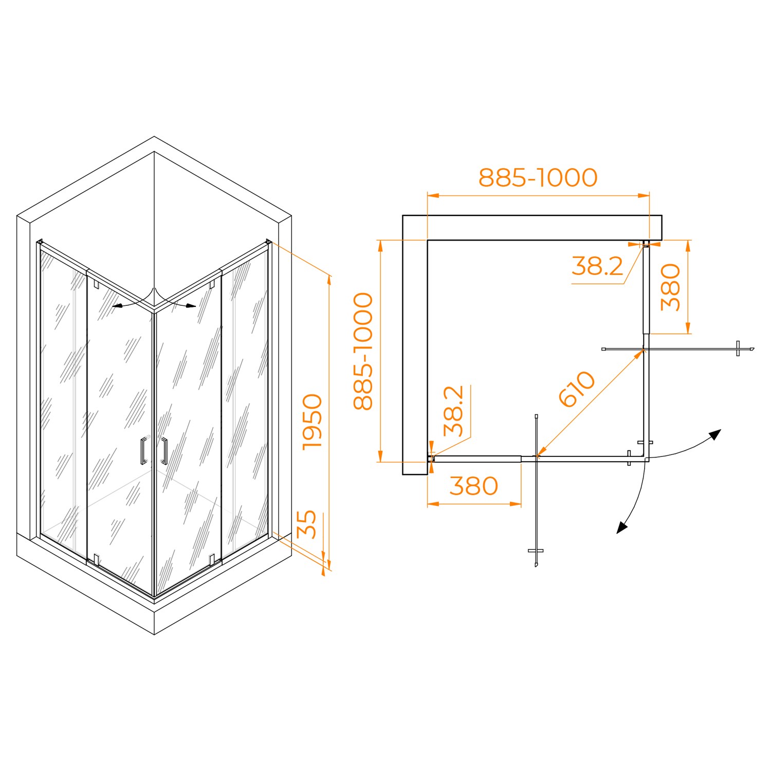 RGW Passage Душевой уголок 90х90хh см, универ, Easy Clean, стекло прозрачное 6 мм, цвет: хром глянец 350803899-11
