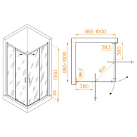 RGW Passage Душевой уголок 90х90хh см, универ, Easy Clean, стекло прозрачное 6 мм, цвет: хром глянец 350803899-11