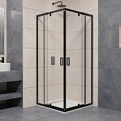 RGW Passage Душевой уголок 80х80хh см, универ, Easy Clean, стекло прозрачное 6 мм, цвет: черный мат. 350803888-14
