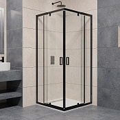 RGW Passage Душевой уголок 90х90хh см, универ, Easy Clean, стекло прозрачное 6 мм, цвет: черный мат. 350803899-14