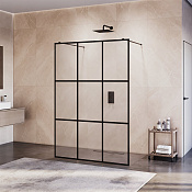 RGW Душевое ограждение walk-in, Easy Clean, 130х200h см, стекло прозрачное 8 мм, цвет: черный мат. 35101813-84