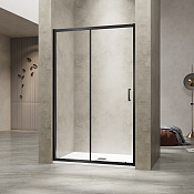 RGW Passage Душевая дверь в нишу 6 мм, Easy Clean, 110х195h см, стекло прозрачное, цвет: черный мат. 030811411-14