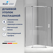 RGW Passage Душевой уголок 100х100х195h см, Easy Clean, стекло прозрачное 6 мм, цвет: хром глянцевый 78088300-11