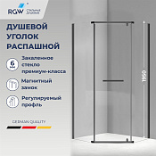 RGW Passage Душевой уголок 90х90х195h см, Easy Clean, стекло прозрачное 6 мм, цвет: черный матовый 78088399-14