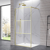 RGW Душевое ограждение walk-in, 90х200h см, стекло рифленое 8 мм, цвет: золото брашированное 06100909-226