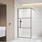 RGW Душевое ограждение walk-in универ., 120х200h см, стекло прозрачное 8 мм, цвет: черный матовый 06100912-14