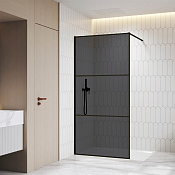 RGW Душевое ограждение walk-in, универ., 90х200h см, стекло тонированное 8 мм, цвет: черный матовый 06100909-34