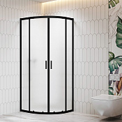 RGW Душевой уголок 80х80х195h см, универсальный, Easy Clean, стекло матовое 6 мм, цвет: черный мат. 06095688-44