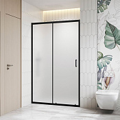 RGW Душевая дверь в нишу, Easy Clean 150х195h см, стекло матовое 6 мм, цвет: черный матовый 06091315-44