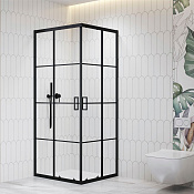 RGW Passage Душевой уголок 80х80х195h см, Easy Clean, стекло прозрачное 6 мм, цвет: черный матовый 06083488-84