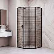 RGW Душевой уголок 80х80х200h см, Easy Clean, стекло с рисунком 8 мм, цвет: черный матовый 33328288-244R