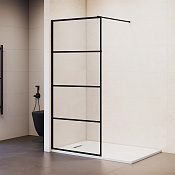 RGW Душевое ограждение walk-in универ., 100х200h см, стекло прозрачное 8 мм, цвет: черный матовый 351001910-84